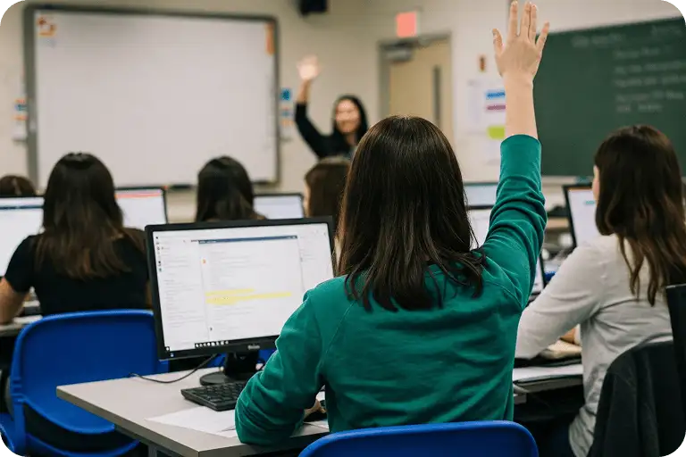 Students using computers — free hosting for education