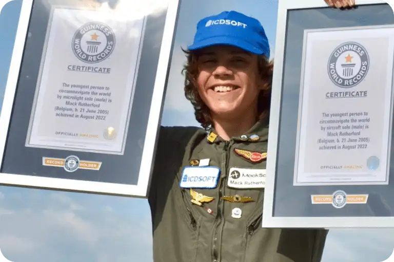 Pilot flying a solo round-the-world flight